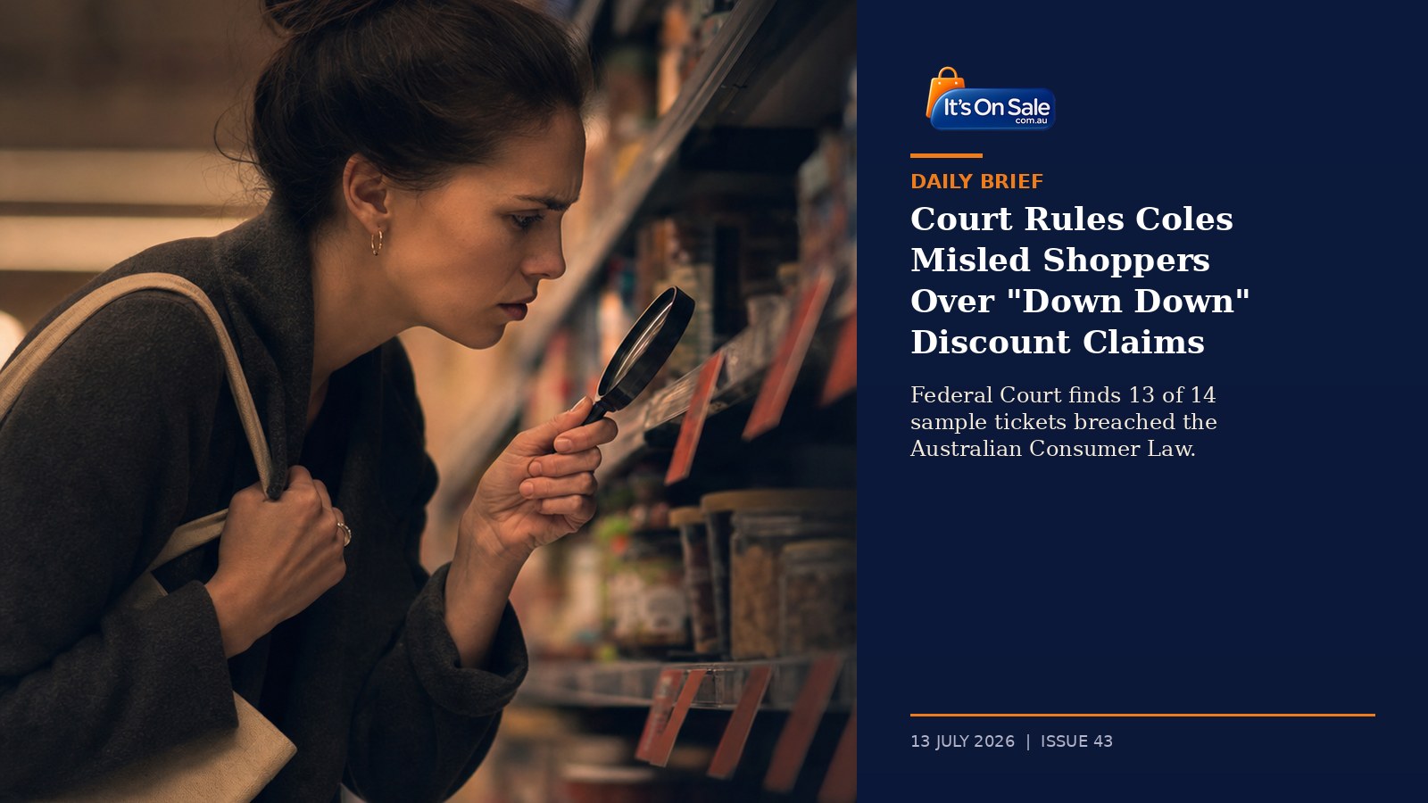 Editorial hero, Federal Court Coles Down Down ruling