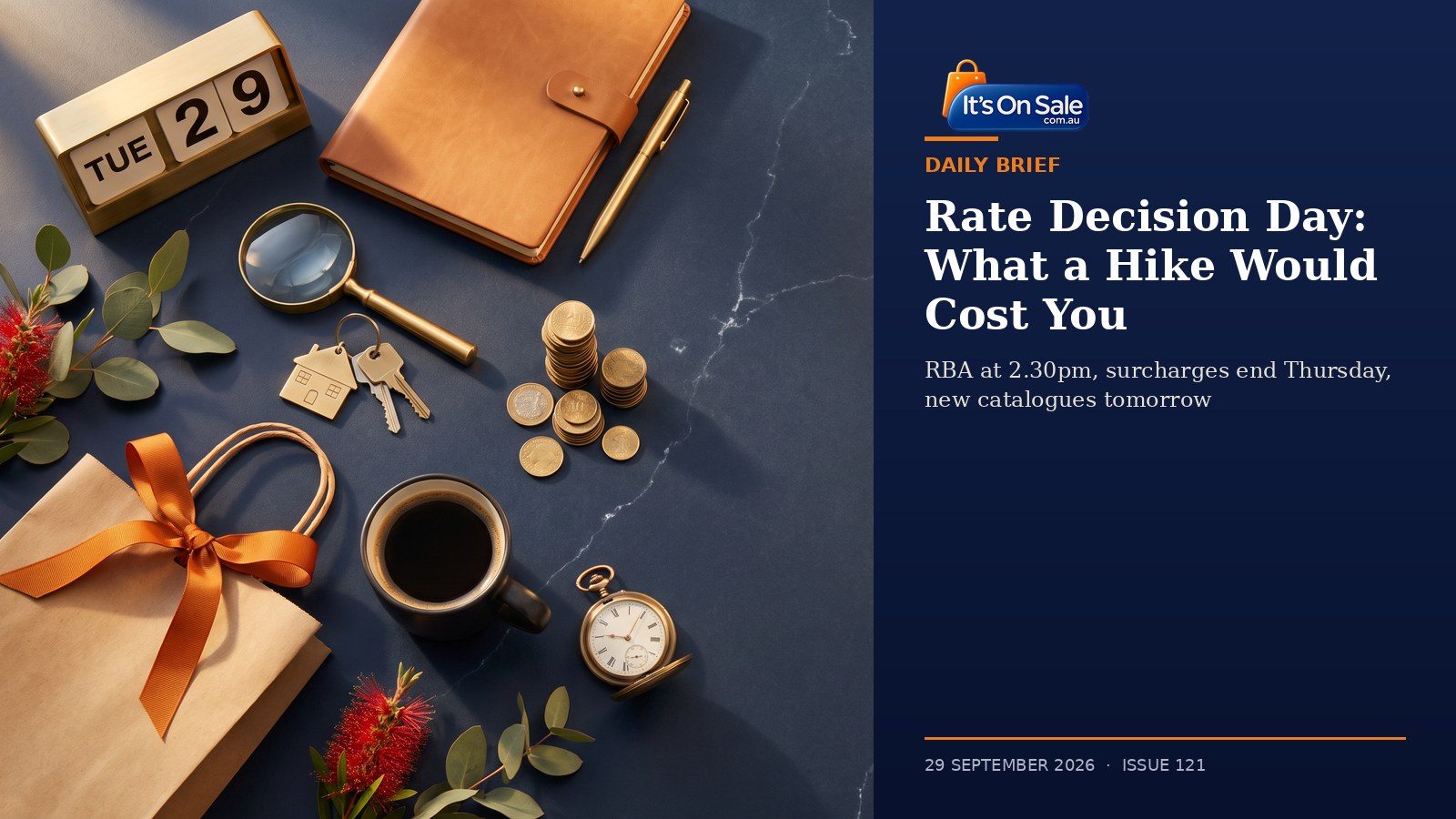 It's On Sale Daily Brief 29 September 2026: rate decision day, what a hike would cost you